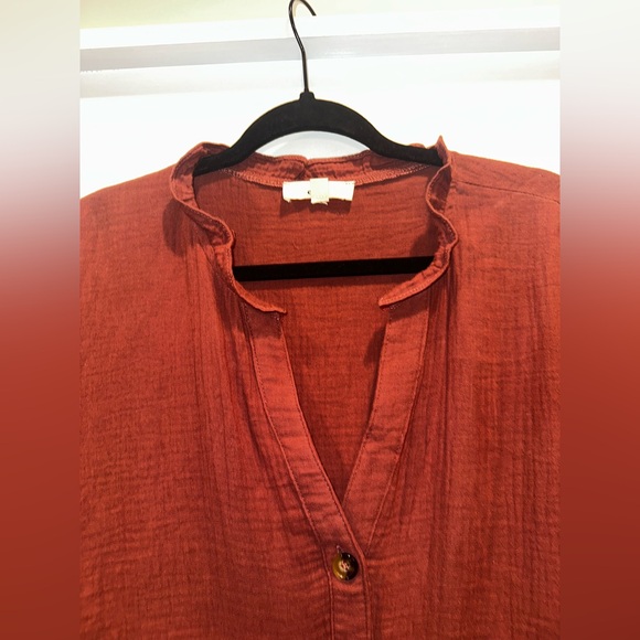 EUC Entro Size Large Boutique Boho Rust Button-Down Flowy Dress - Picture 6 of 10
